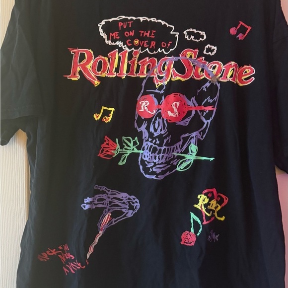 Women's Urban Outfitters Rolling Stone Black Graphic T-Shirt - Picture 3 of 6